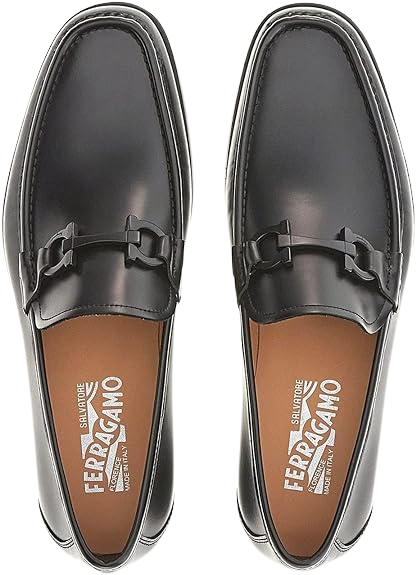 Ferragamo Grandioso 2 Mens Black Leather Slip On Moccasins Shoe 753156