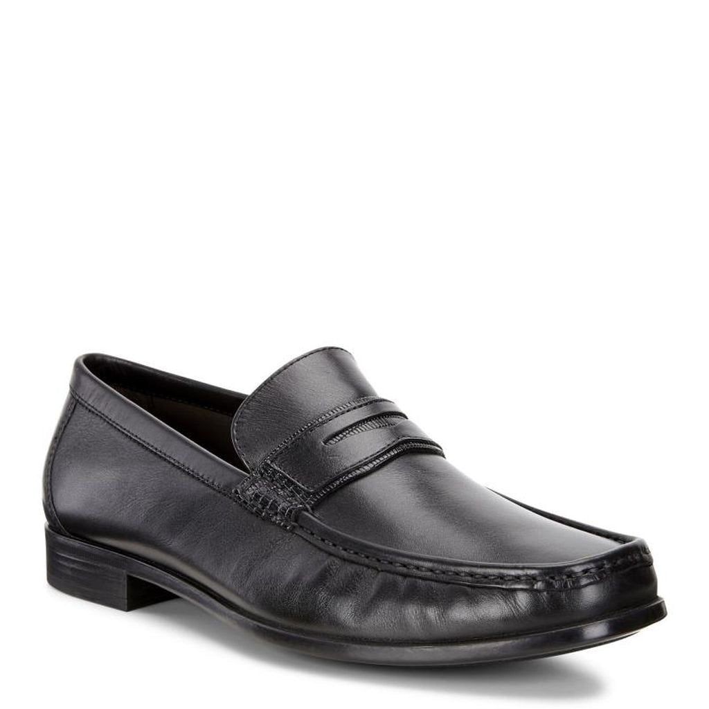 ECCO Men's 661834 Dress Moc Black Leather Slip-On Loafer