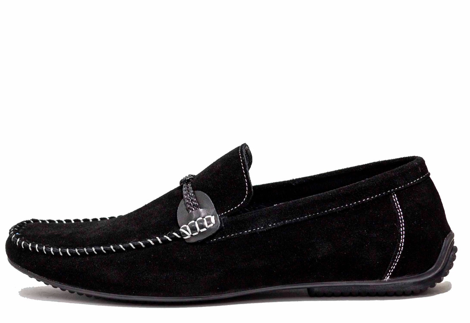 Men's Black Suede Loafer/Woven Strap 2060-051A