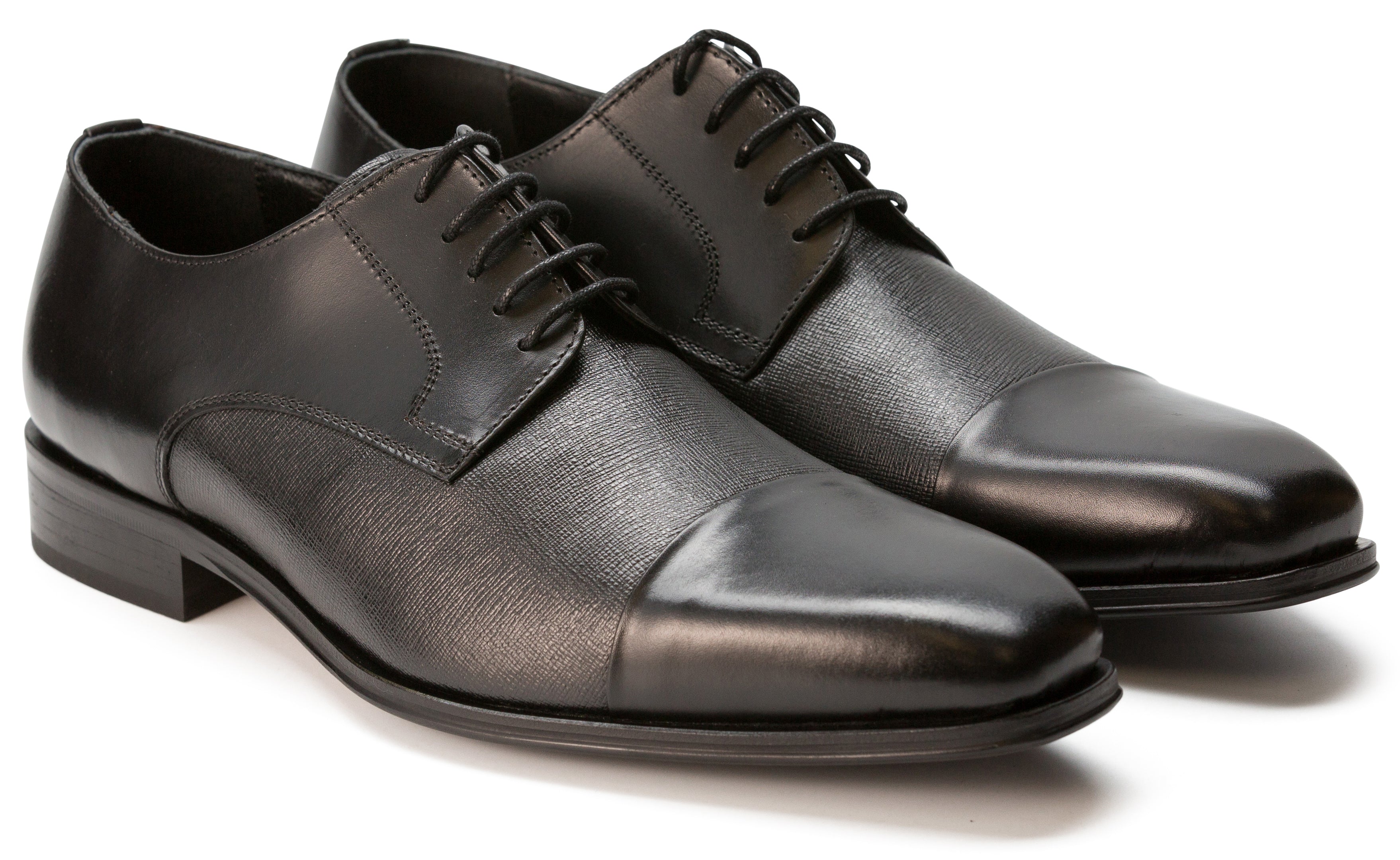 Luciana Men's Black Leather Cap Toe Dress Shoe 7172-2