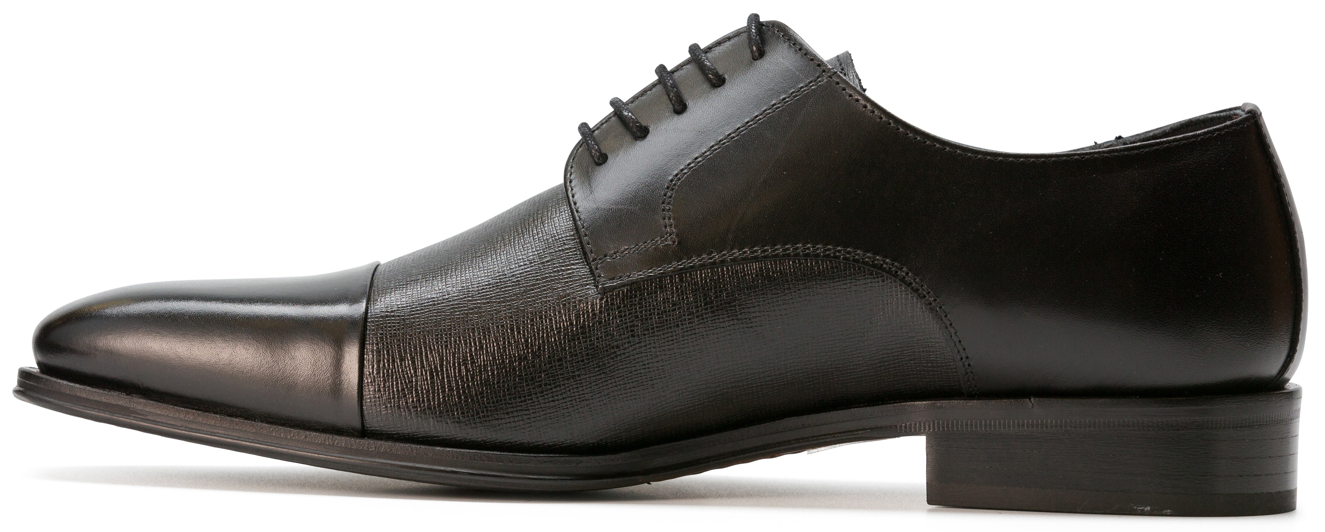 Luciana Men's Black Leather Cap Toe Dress Shoe 7172-2