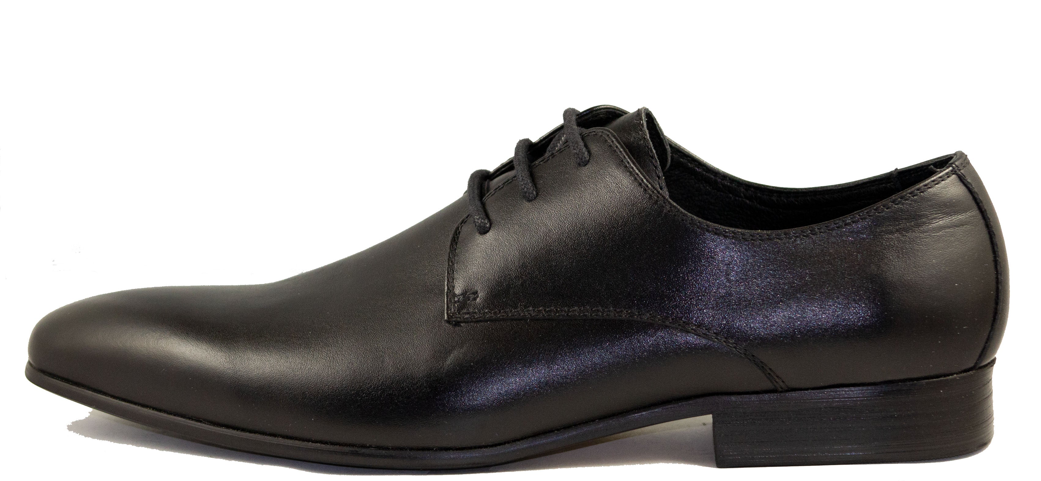 Mario Samello Men's Black Leather Plain Toe Dress Shoes  L007-9-E146