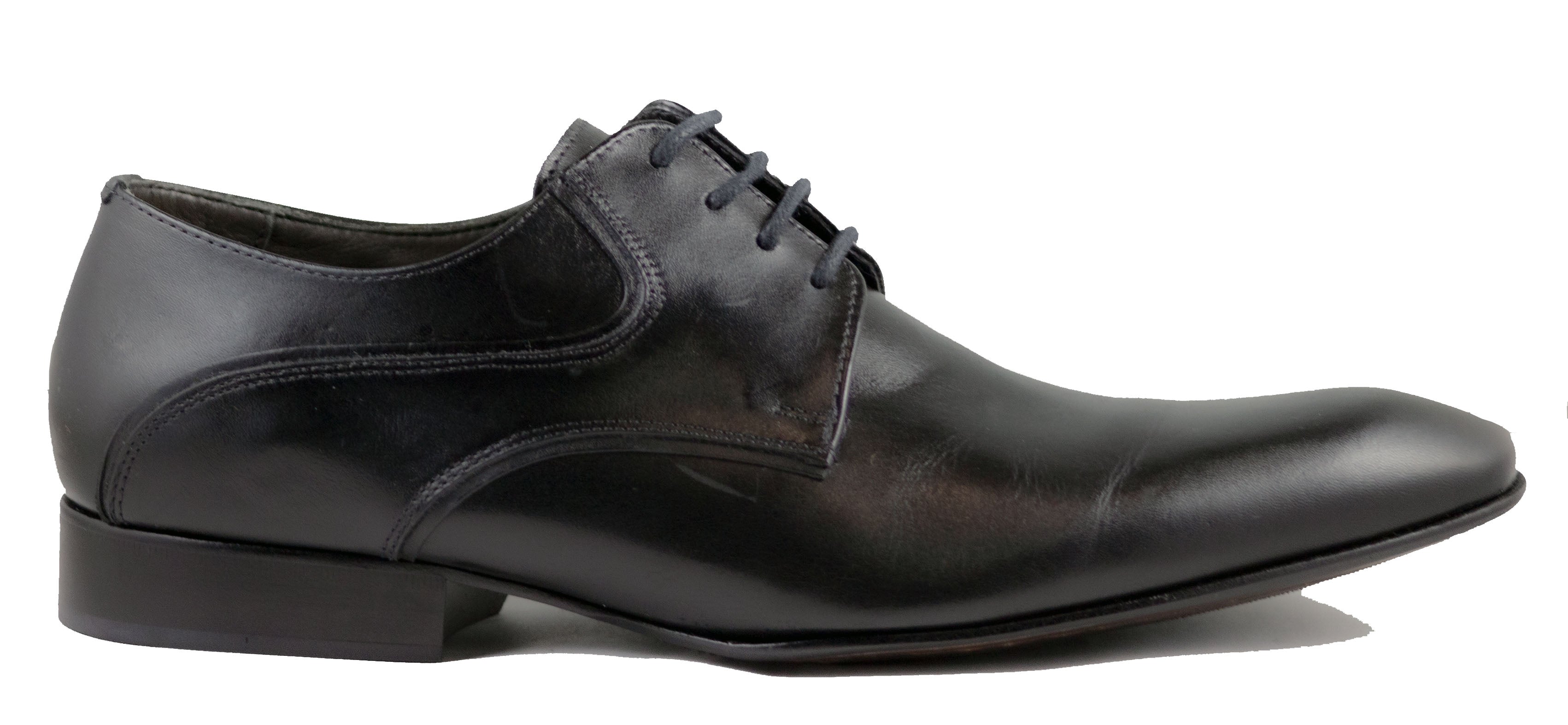 Mario Samello  Men's Black Leather Plain Toe Dress Shoes  Lambri 10