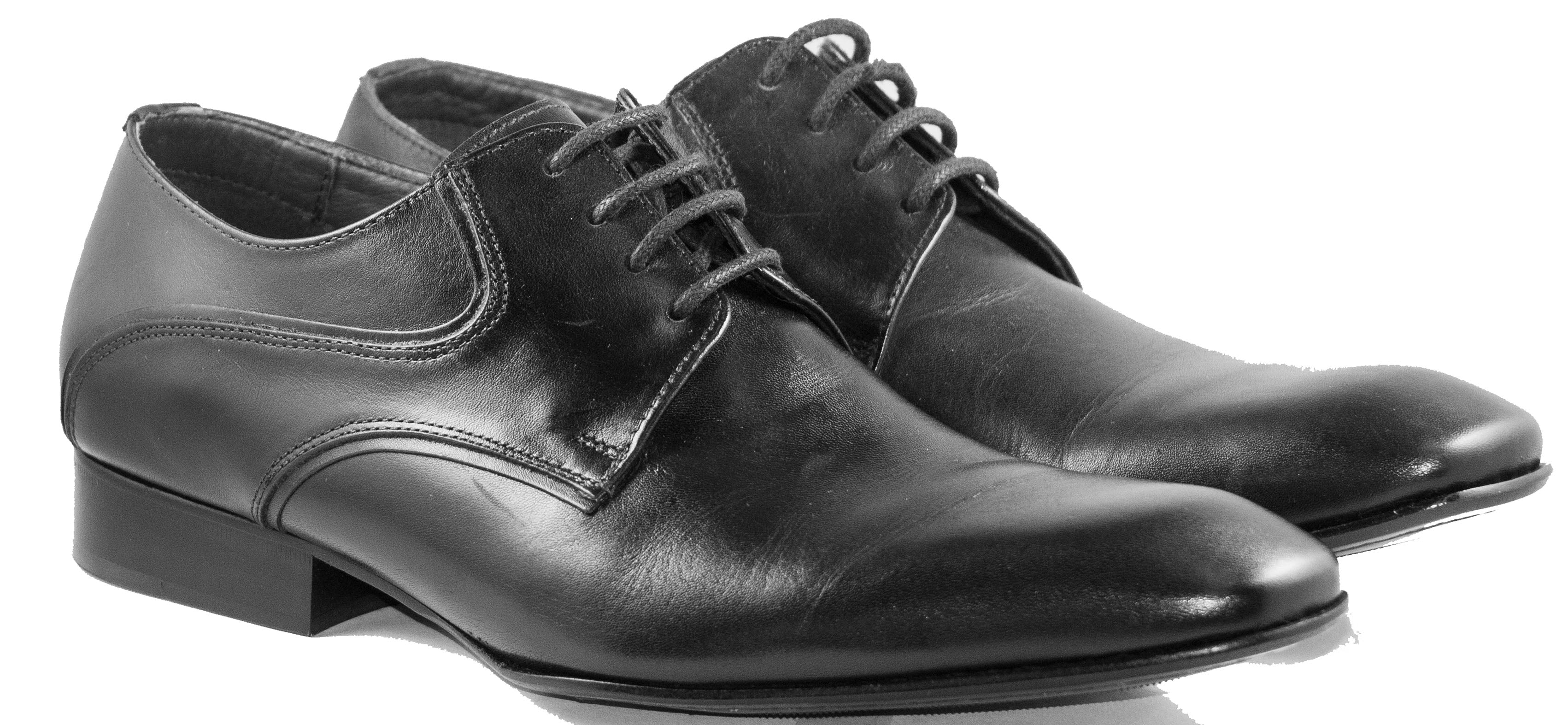 Mario Samello  Men's Black Leather Plain Toe Dress Shoes  Lambri 10