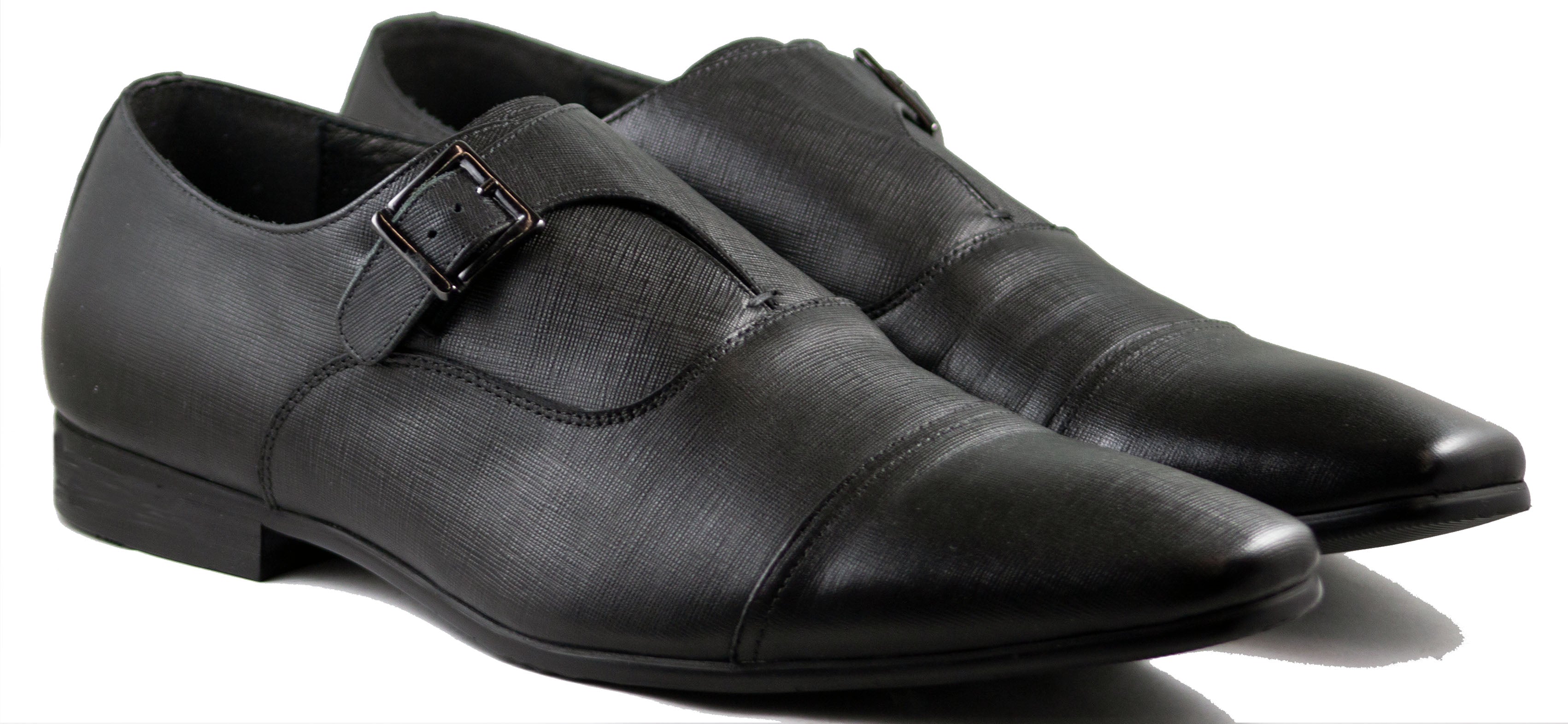 Mario Samello Black Leather Single Monk Strap Dress Shoes  LX10-S1