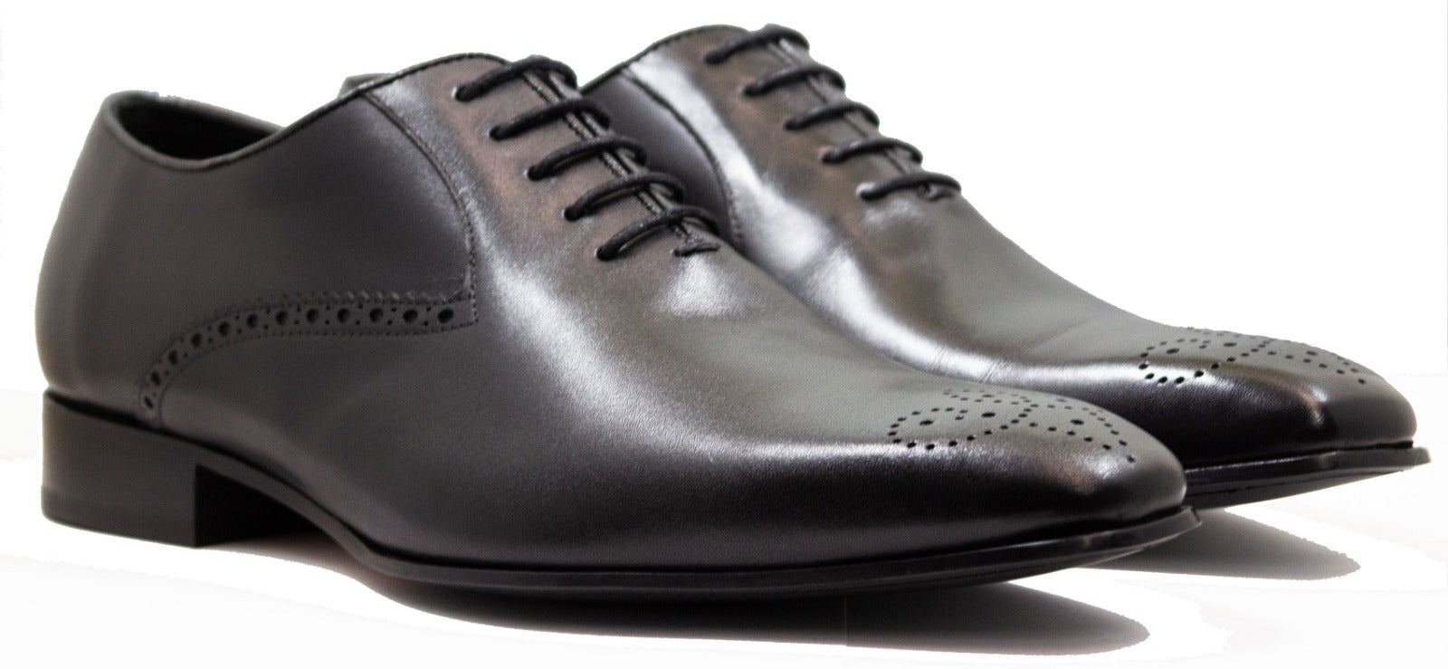 Luciana Men's Black wholecut oxford with wingtip 7771