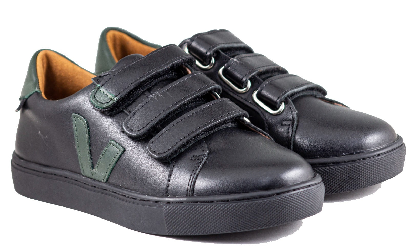 Venenttini Dillon 4 Boy's Black/Green Leather Casual Shoes