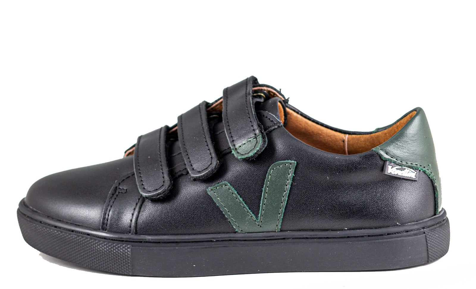 Venenttini Dillon 4 Boy's Black/Green Leather Casual Shoes