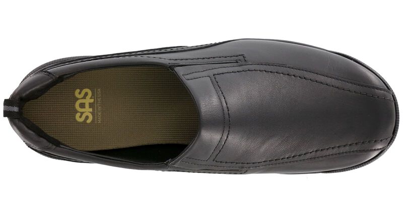 SAS Men's Cruise On Black Leather Slip-on Comfort Shoe